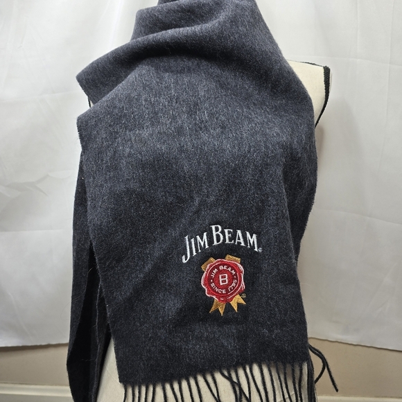 Jim Beam Whiskey Wool Charcoal Gray Scarf - Picture 1 of 5